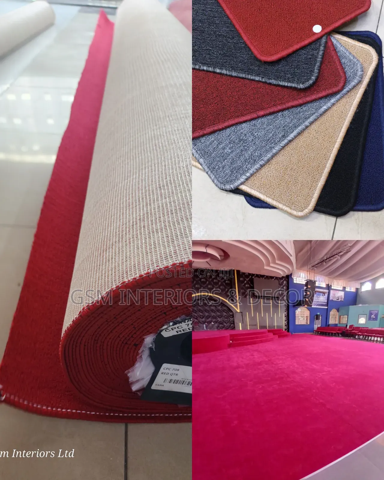 Wall to Wall Red Carpets and Honey Comb Beige