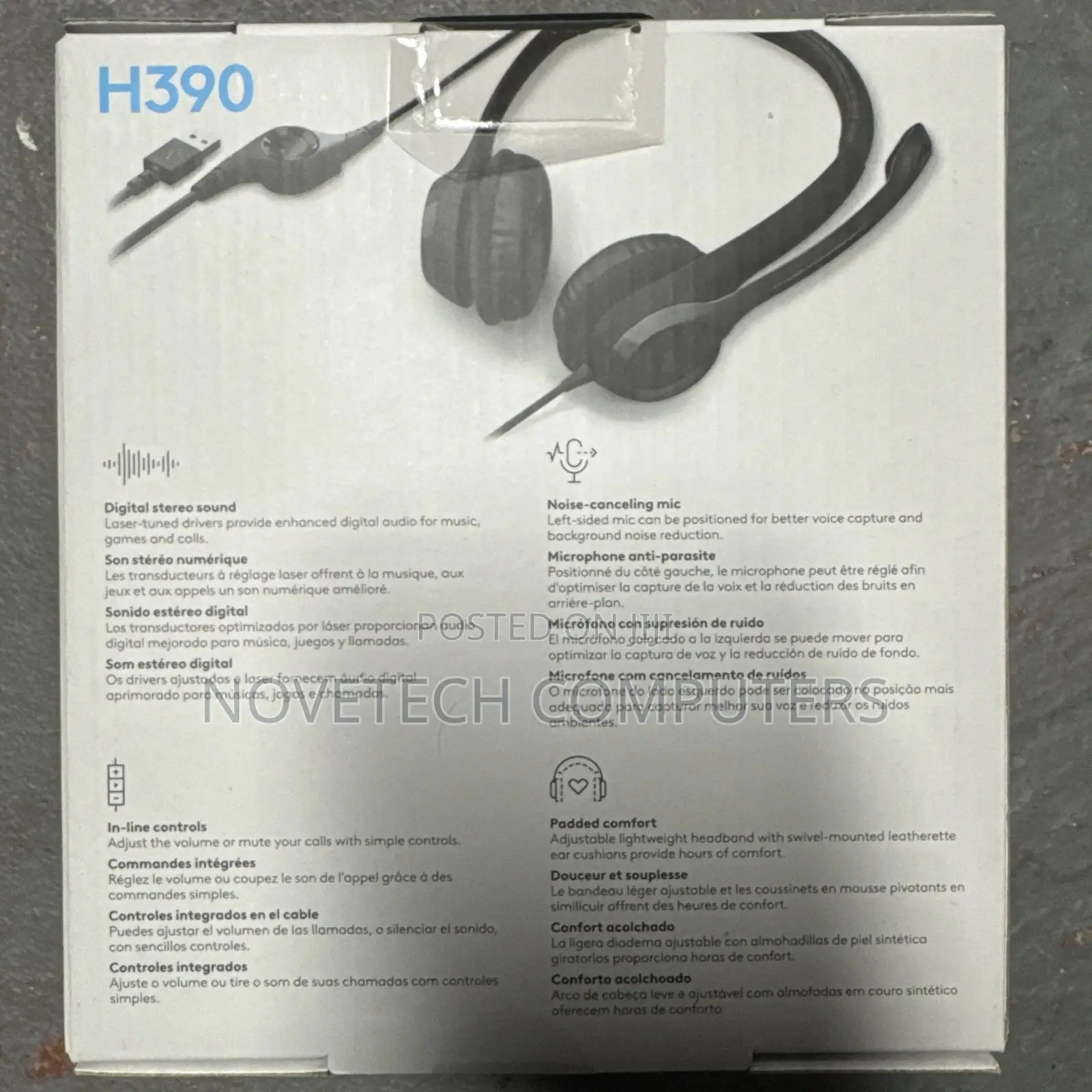 New Logitech H390 Over-Head Usb a Headset Noise-Canceling Microphone