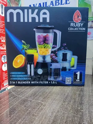Mika 3in1 Blender, With Grinder, Chopper Ss Filter, 400w,