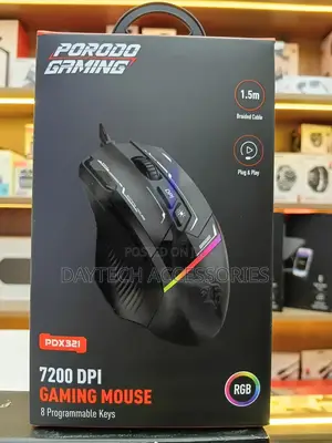 Porodo Gaming Pdx321 Rgb Wired Mouse 7200 Dpi And 8 Programmable Keys.