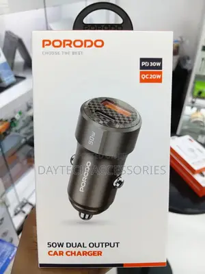 Porodo 50w Dual Port Car Charger Pd 20w Qc 30w.