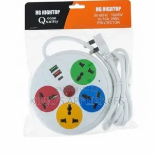 *Round Extension Cord With 4 Sockets Outlets ,2 Usb Ports