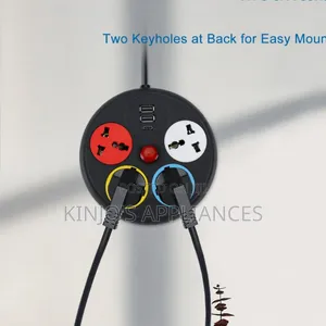 *Round Extension Cord With 4 Sockets Outlets