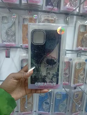 iPhone 11 Pro Max Dark, Glittery Background Floral Motif Adorned Case