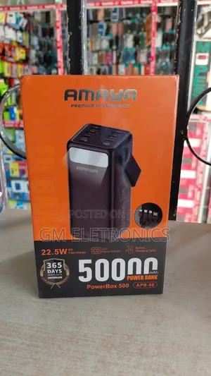 Amaya Apb-50 50,000mah 22.5w Pd Fast Charging Powerbank-built-in Cable