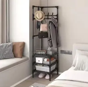 Multifunctional Metallic Corner Coat Hanging Rack