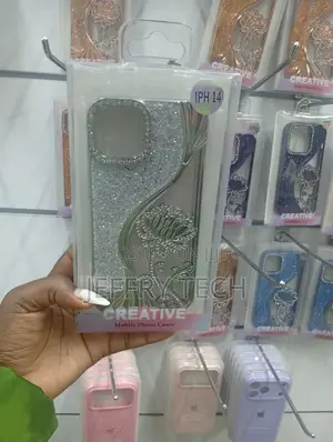 iPhone 14 Creative Brand Phone Case With a Decorative Silver Finish