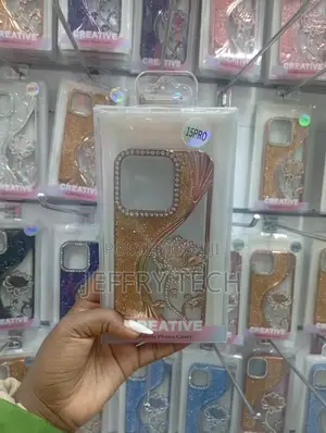 Fine Gold or Rose Gold Glitter Plate Case for iPhone 15 Pro,