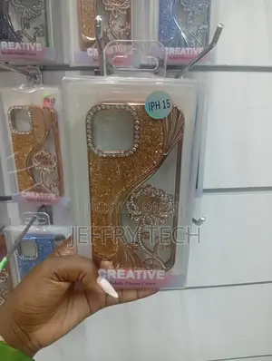 iPhone 15 Gold Glitter Rose Gold-Toned Metallic Wave Case