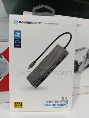 Powerology 12in1 Usb-C Hub Hdmi Type-C 100w Pd