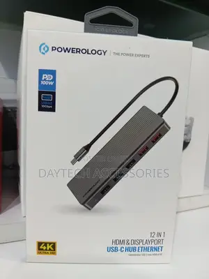 Powerology 12in1 Usb-C Hub Hdmi Type-C 100w Pd