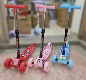 Colorful, Cartoon-Themed Deck With Three Wheels Scooter