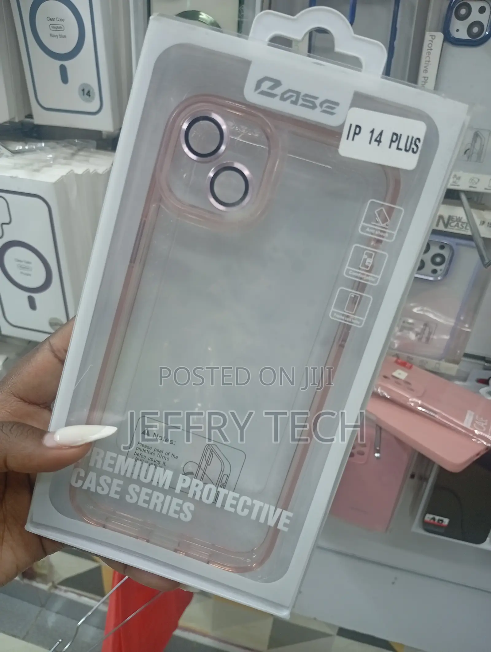 iPhone 14 Plus With a Pink-Tinted Frame Case