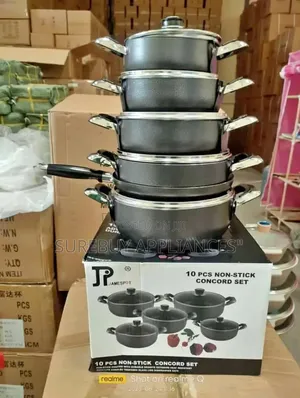 Jp 11-Piece Aluminium Non-Stick Cooking Pot Set With Glass Lids