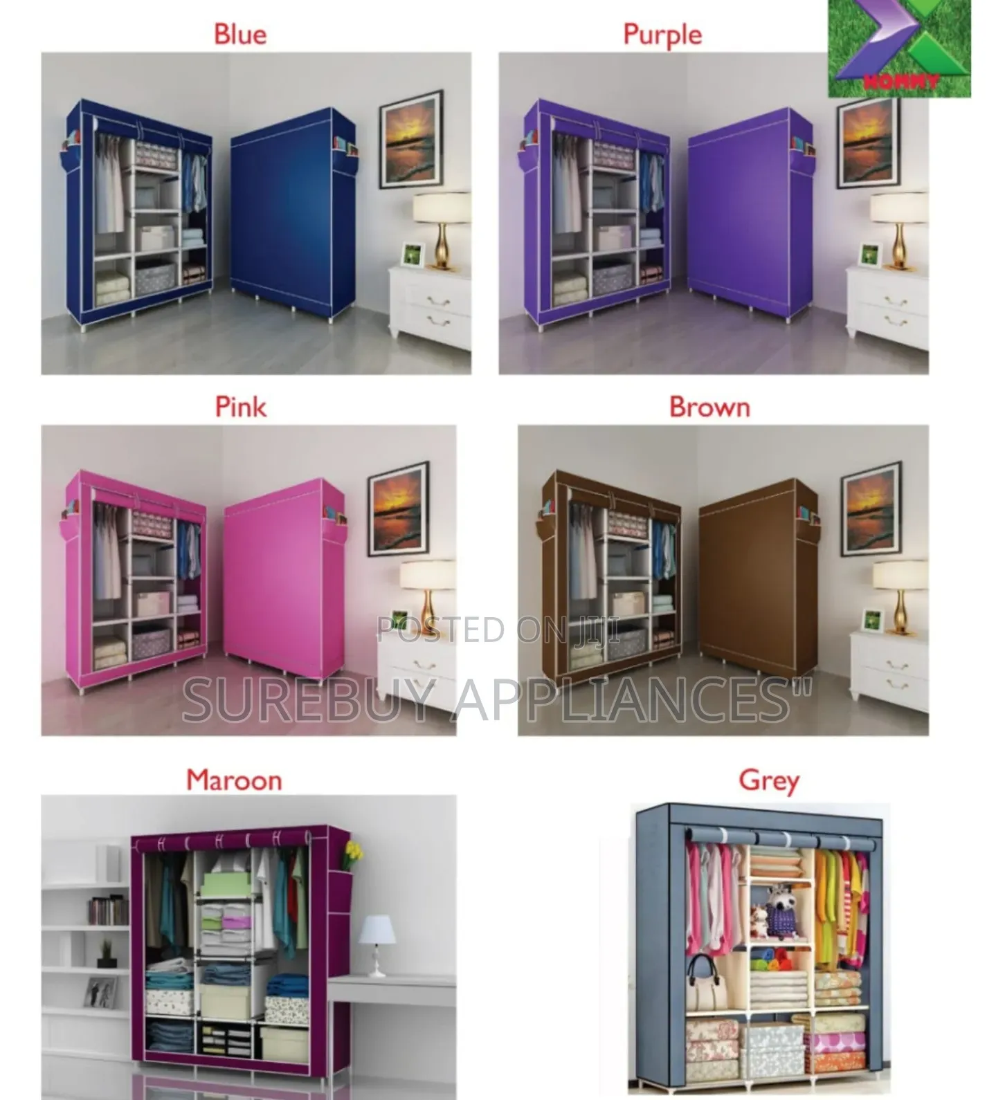 3 Column Metallic Portable Wardrobe