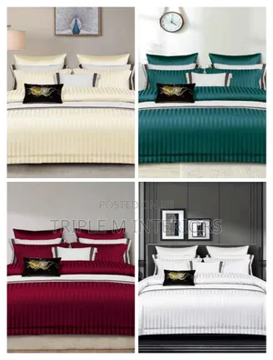 Cotton Satin Stripped Duvet Cover Set