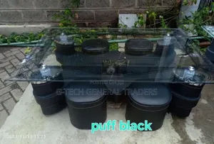 Executive Heavy Duty Glass Table With Puff Stool