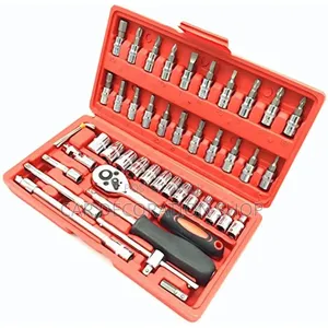 46pc 1/4 Drive Socket and Ratchet Tool Repair Maintenance