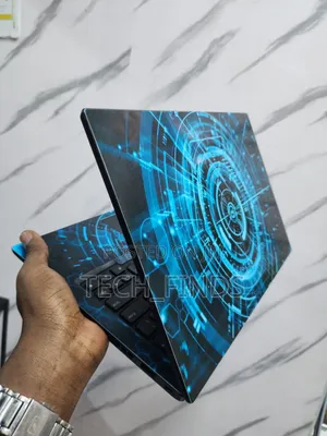 Tech-Themed Blue Vinyl Laptop Skin Sticker