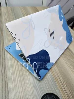 Blue and White Abstract Floral Pattern Laptop Skin