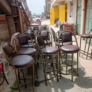 Brown Chiselled High Stool