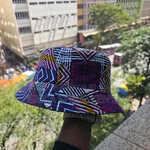 African Print Blue Patterned Bucket Hat