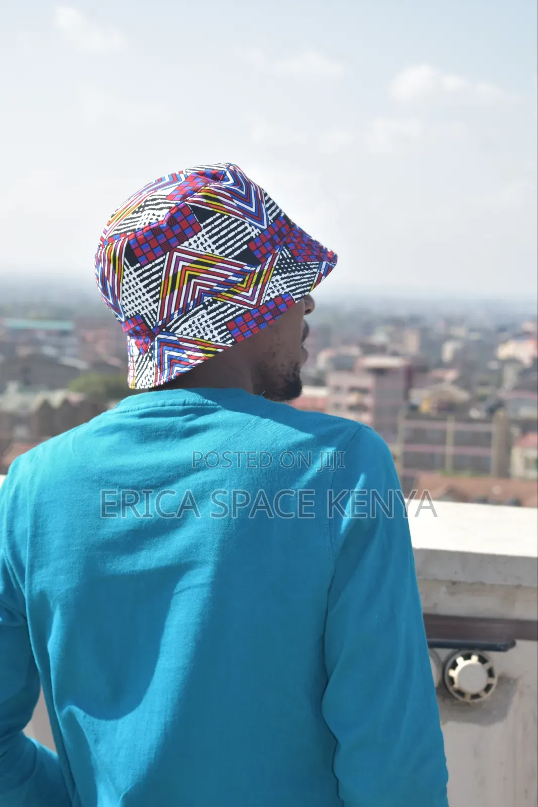 African Print Blue Patterned Bucket Hat