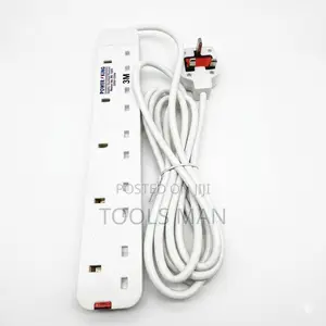 Power King 5-Way Extension Socket - 3m Heavy Duty Cable 13a Fused
