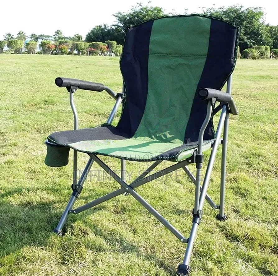 Portable Folding Camping Chair Adjustable Armrest Cup Holder