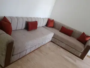 Beige L- Shaped Sofa
