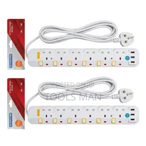 JSB 6-Way Power Extension Cable + Usb, 3m Heavy Duty Surge Protector