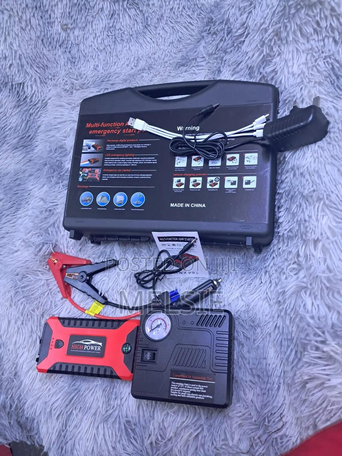 Multi-Function Car Battery Booster, Air Compressor Phone Charger