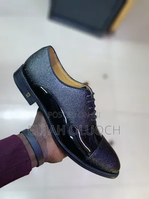 Black John Foster Partent Leather Glitter Oxford Shoes