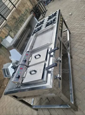 Double Fryer+Grindle+4 Burner (Combined Cooker Unit)