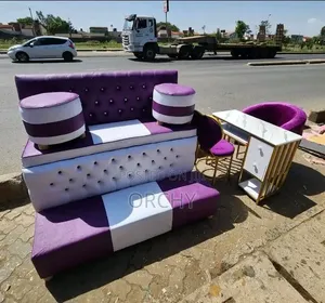 Purple Pedicure and Manicure Seats and Table