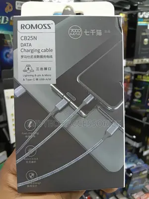 Premium Romoss 3 in 1 Fast Charging Cable 1.2m