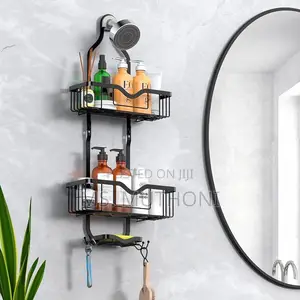 Sturdy No Drill / Stick Premium Wall-Mounted Shower Organizer Rack