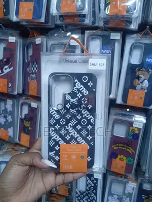 Samsung Galaxy S25 Black Design With White Patterned Text Case