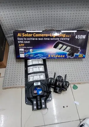 450w 4g Solar Simcard Camera With Solar Floodlight 450watts