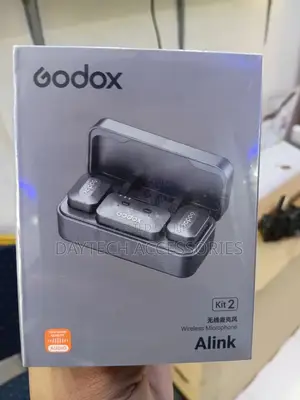 Godox Alink Kit2 Wireless Lavalier Microphone With Charging Case.