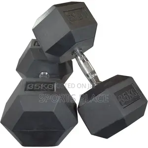 A Pair(2) of 35kg Hexagonal Dumbells