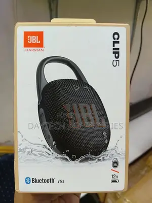JBL Clip 5 Ultra-Portable Waterproof Bluetooth Speaker in Black.