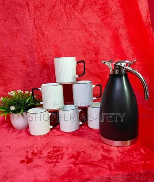 6pc Japanese Mugs + 
2ltrs White Jp Flask