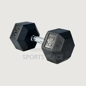 Rubber Coated 50kg Dumbell - Hexagonal - Single(1)