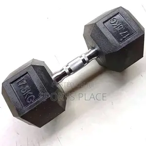 17.5kg Rubber Dressed Hex Dumbell - Single(1)