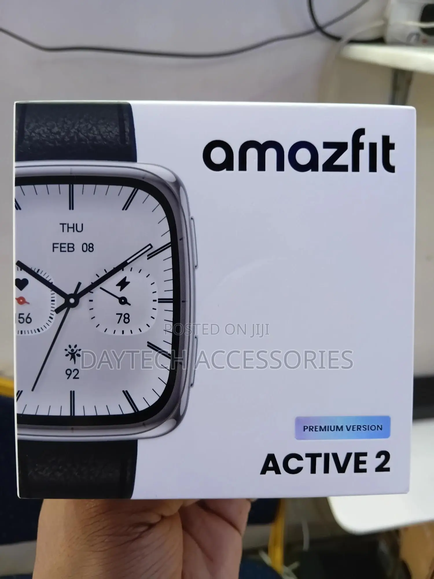 Amazfit Active 2 Square Black Leather Premium Edition Smart Watch
