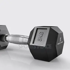 Hexagon Rubber Dumbell - 5kg - Single