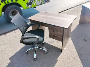 Grey-Brown Office Desk With Chair