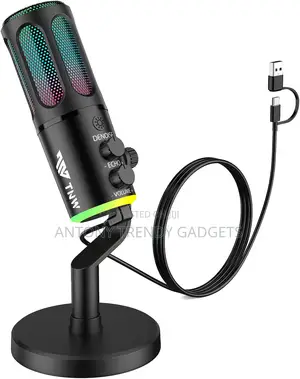 Usb Desktop Microphone RGB Lights Denoise Pc Ps5 Mic
