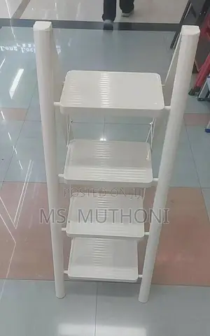 White Home / Office Use 4 Layer Metallic Ladder